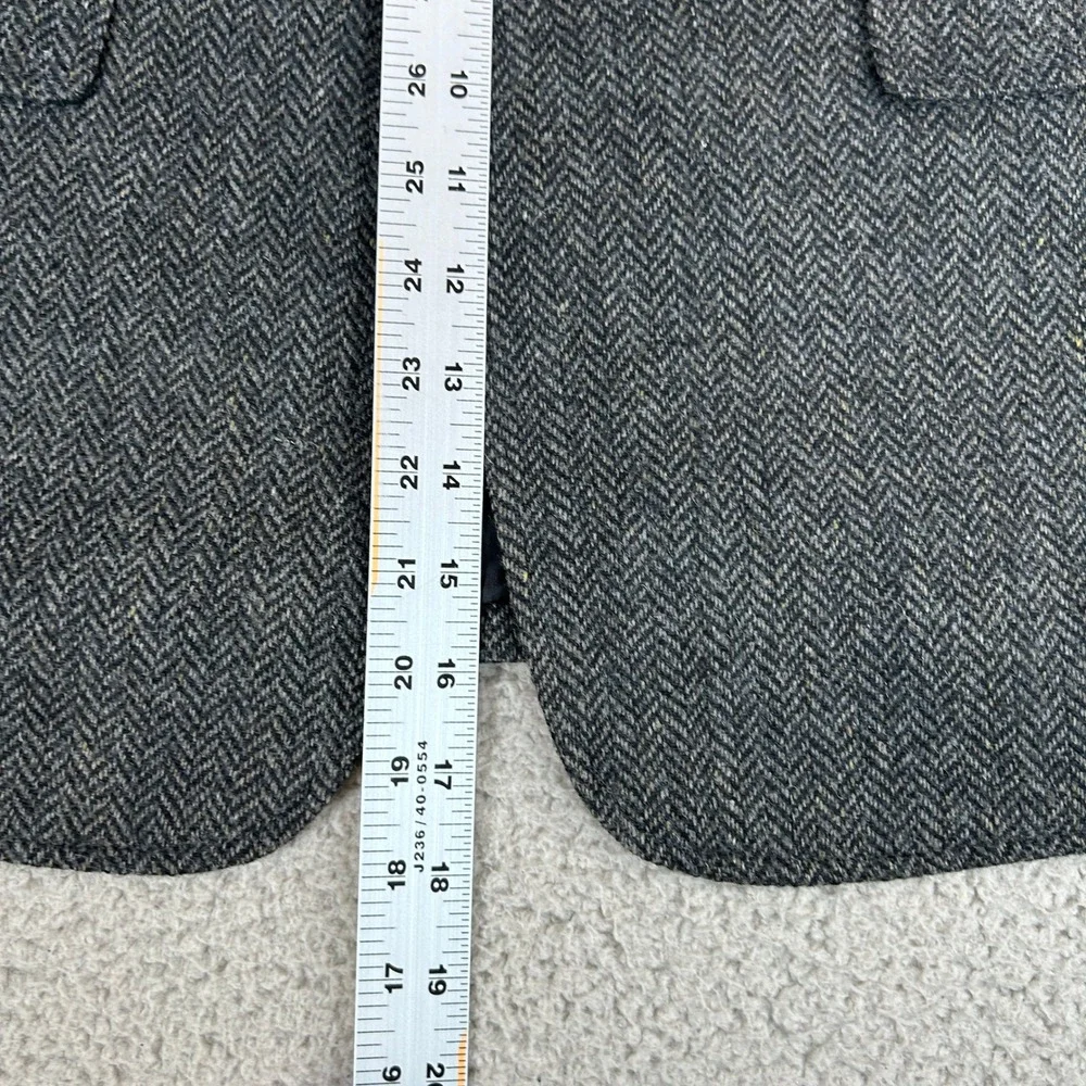 American Eagle Mens Herringbone‎ Blazer Jacket Gray Wool Blend L Dark Academia